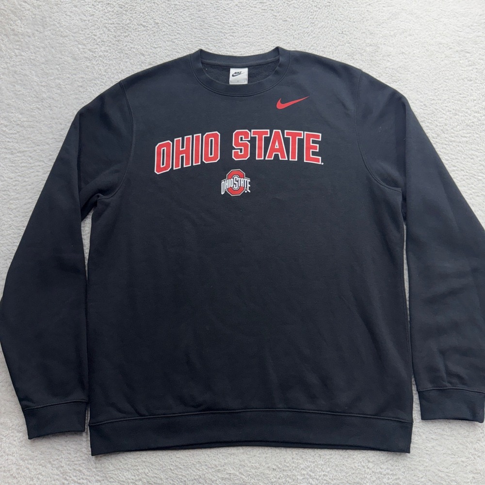 Nike Ohio State Buckeyes Crewneck Sweatshirt Mens Large Black Fleece Pullover